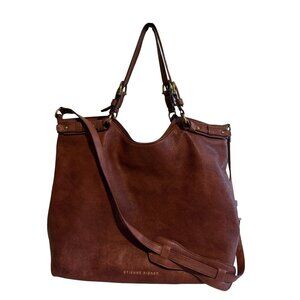 ETIENNE AIGNER Leather Large Tote Shoulder Crossbody Bag Oxblood Burgundy